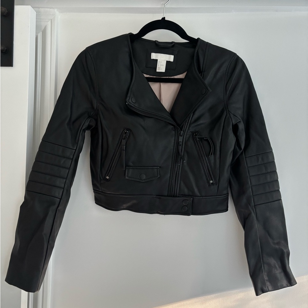 H&M Black Pleather Biker Jacket